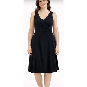 Anthropologie Odille black jersey faux wrap dress xs